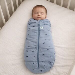 ErgoPouch cocoon baby swaddle sleep sack blue 2.5 TOG warm arms out or in infant